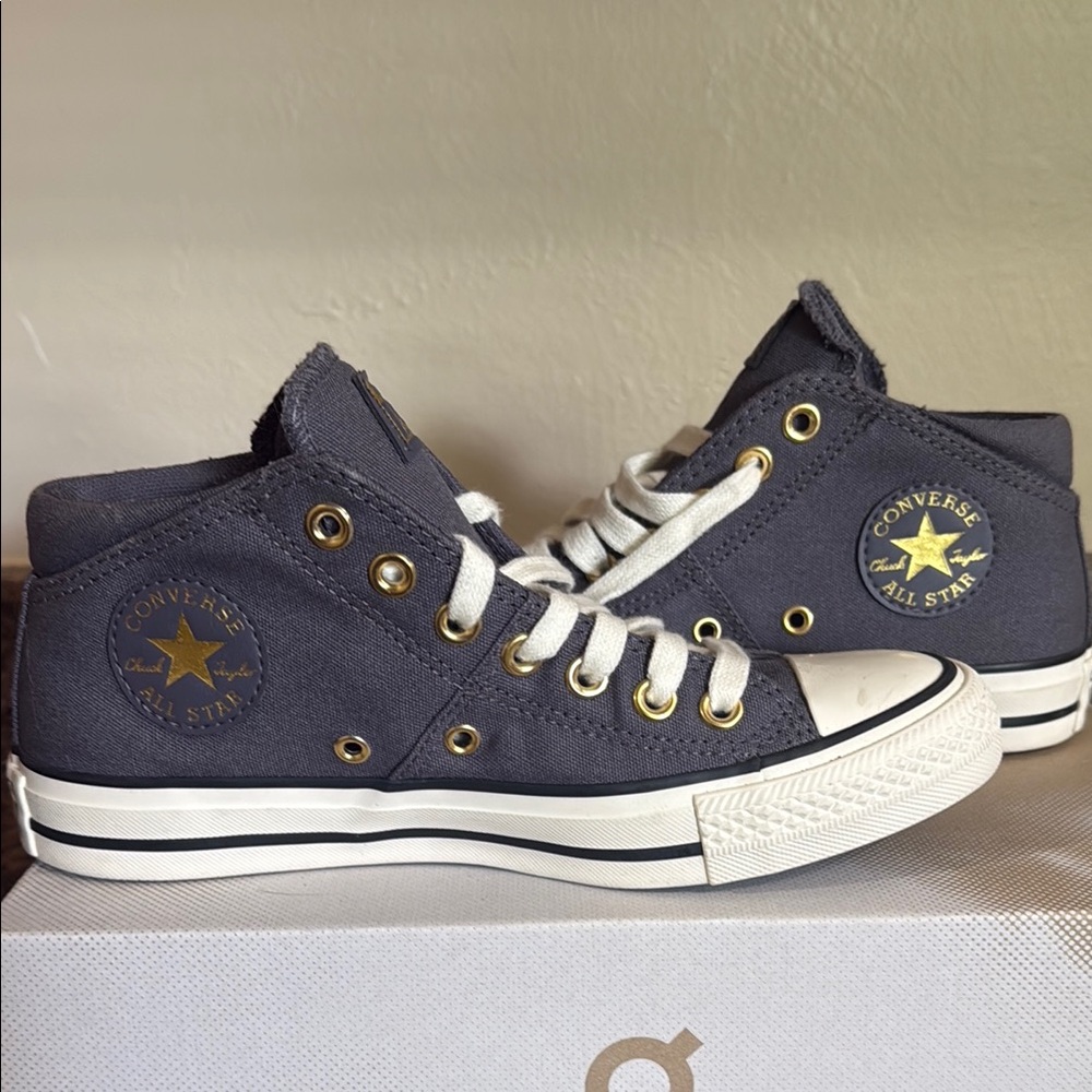 Converse All Star Charcoal High-Tops with Gold Details